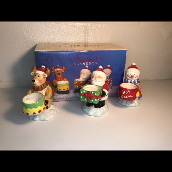 3 Christmas Tealight Holder Santa Snowman Reindeer - Picture 12 of 15